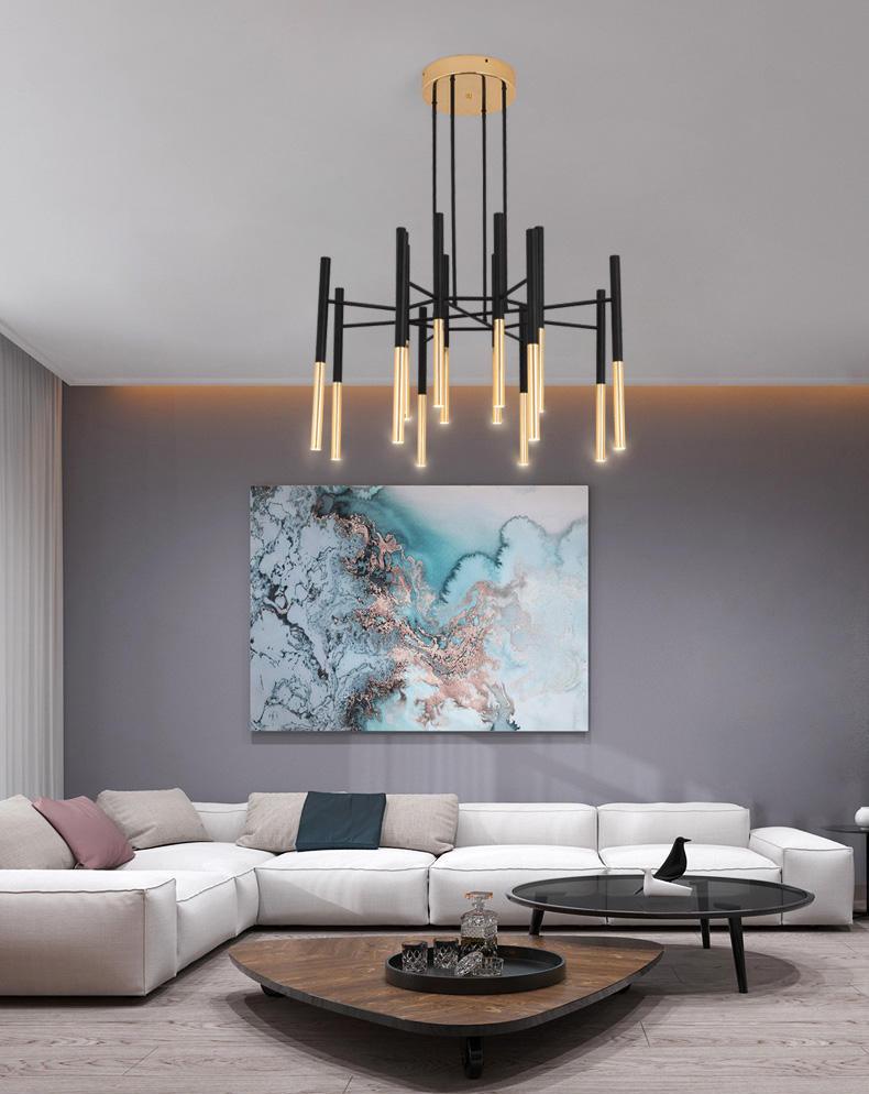 Metal Tubular Electrolier Chandelier