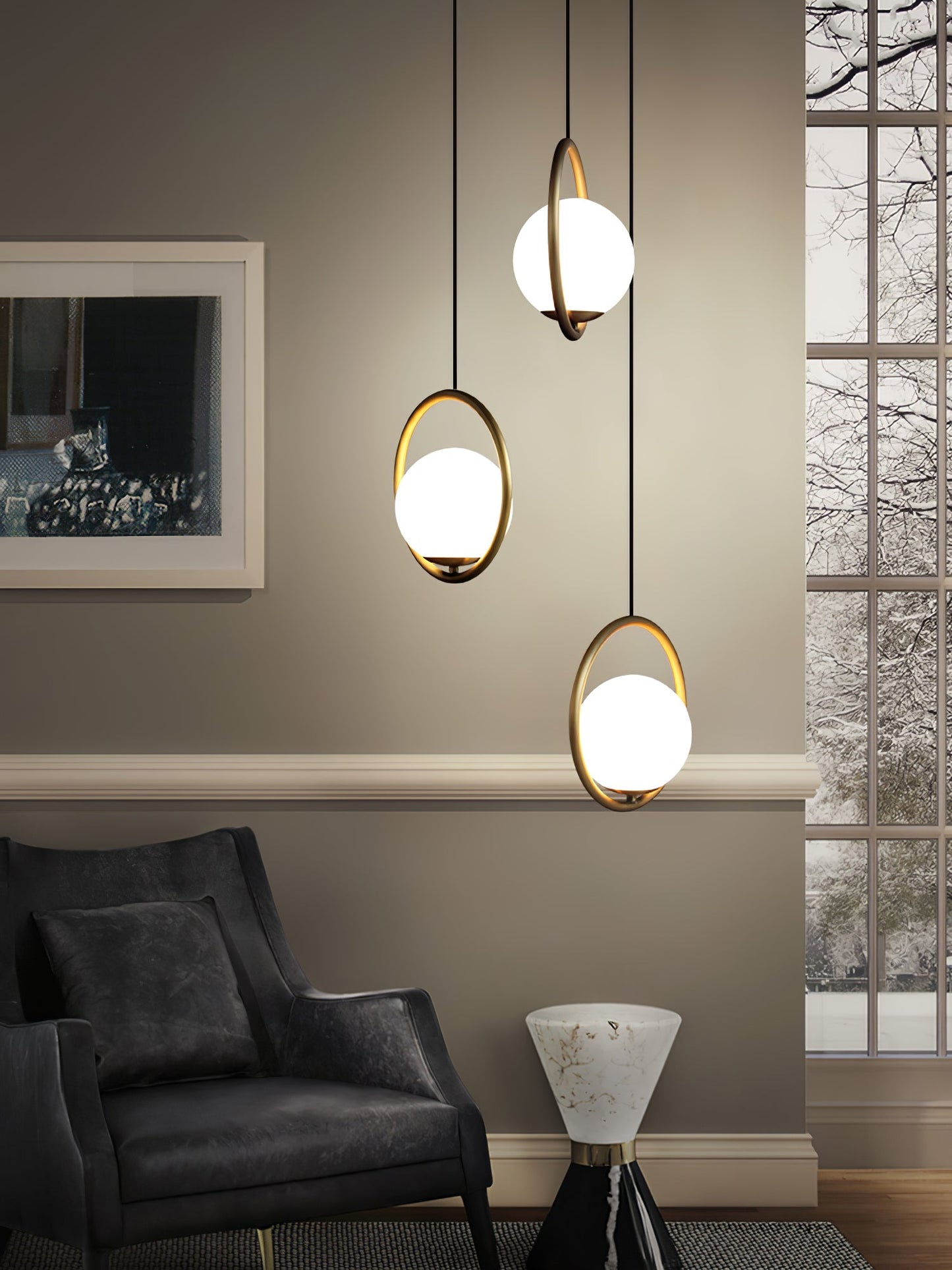 Mila Brass Droplight Pendant Swag Light