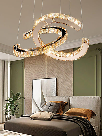 Modern Crystal Double C Crown Chandelier