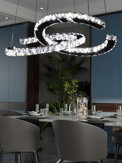 Modern Crystal Double C Crown Chandelier