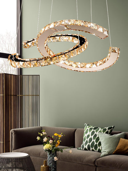 Modern Crystal Double C Crown Chandelier