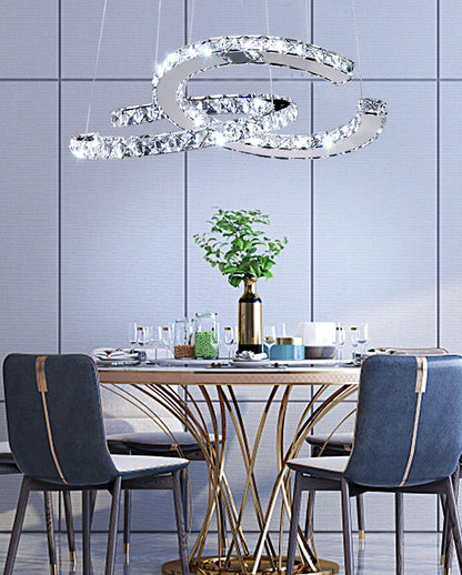 Modern Crystal Double C Crown Chandelier