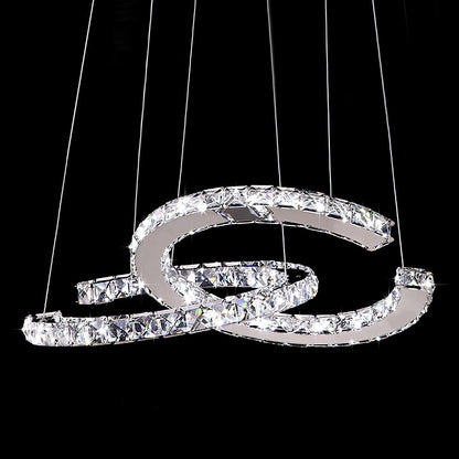 Modern Crystal Double C Crown Chandelier