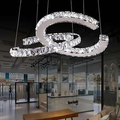 Modern Crystal Double C Crown Chandelier