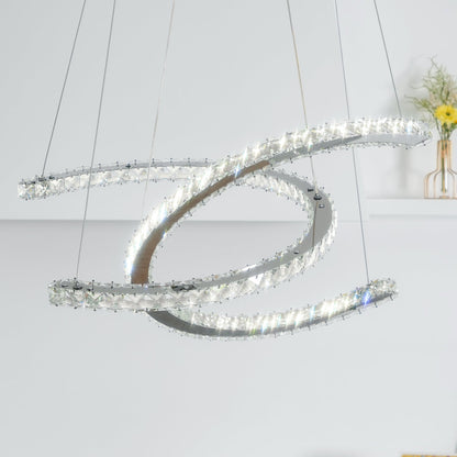 Modern Crystal Double C Crown Chandelier