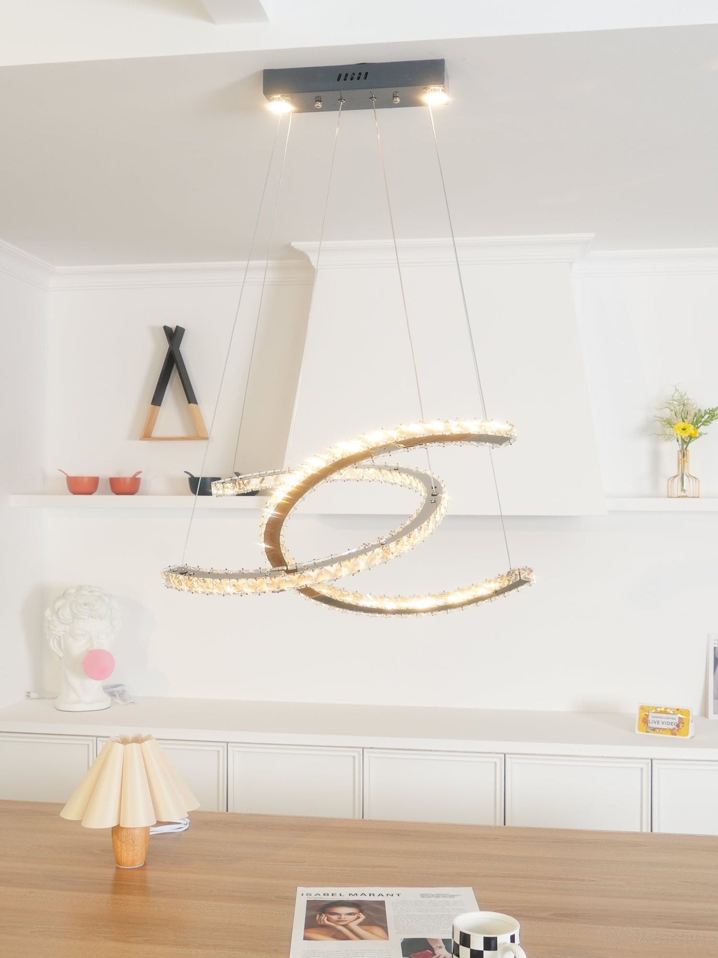 Modern Crystal Double C Crown Chandelier