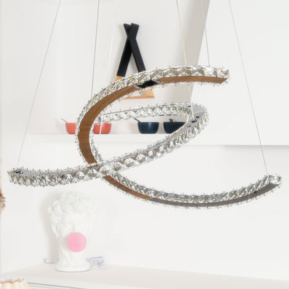 Modern Crystal Double C Crown Chandelier