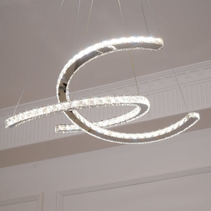 Modern Crystal Double C Crown Chandelier