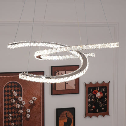 Modern Crystal Double C Crown Chandelier