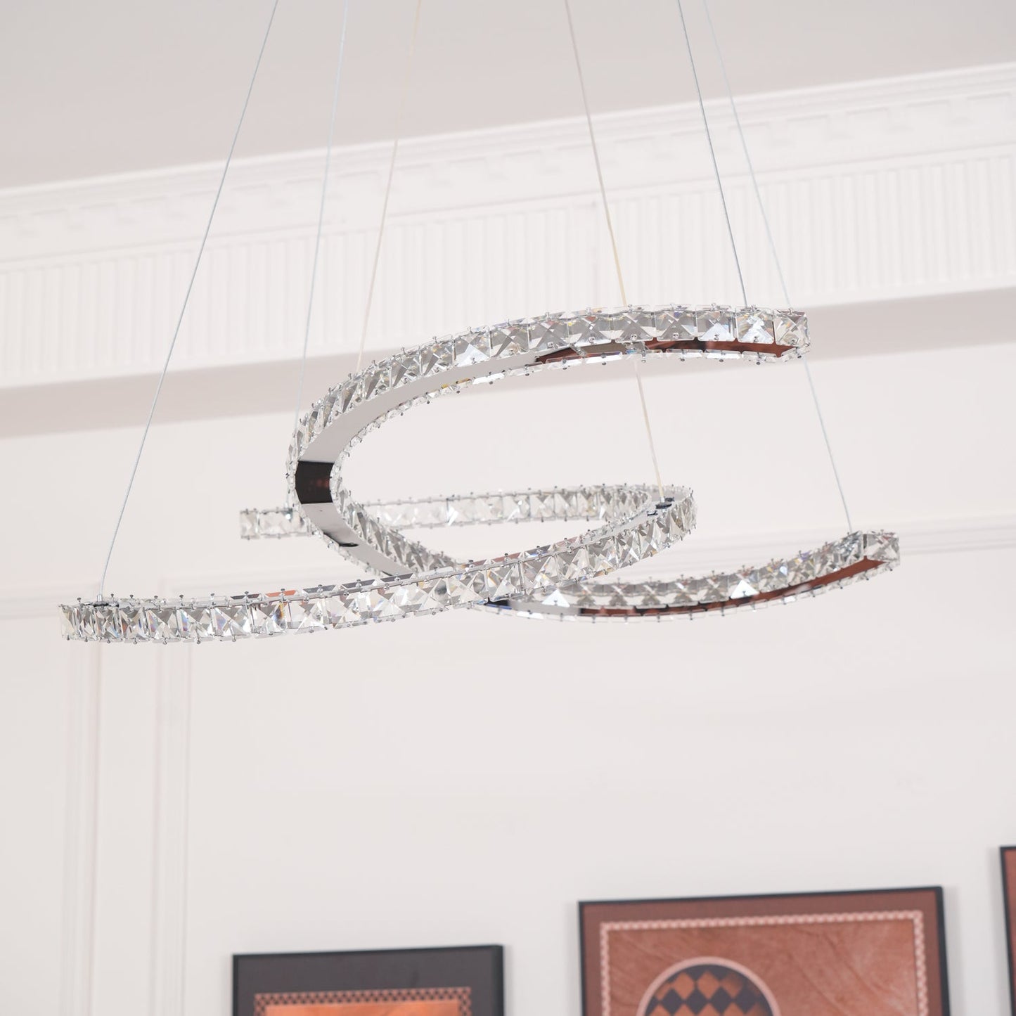 Modern Crystal Double C Crown Chandelier