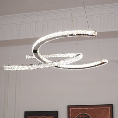 Modern Crystal Double C Crown Chandelier