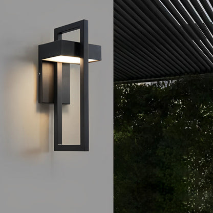 Rectangular Minimalist LED Waterproof Black Modern Outdoor Wall Lamp