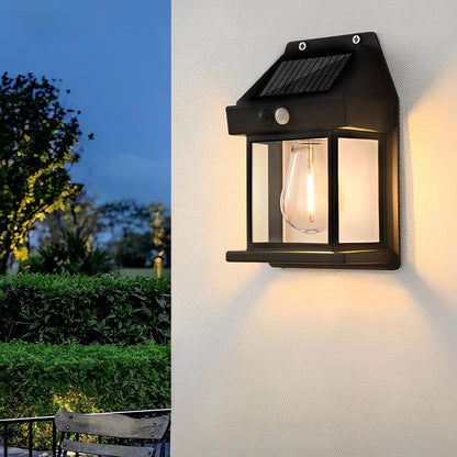 Tungsten Bulb Solar Wall Lanterns Dusk to Dawn Motion Senor Lighting