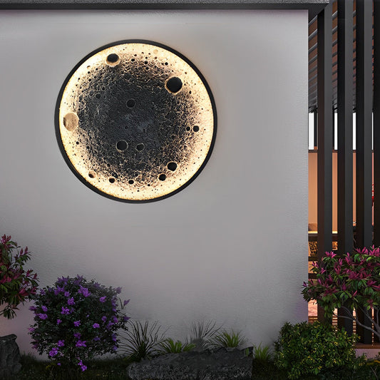 Round Moon Waterproof LED Modern Outdoor Wall Lights Fixture Wall Lamp