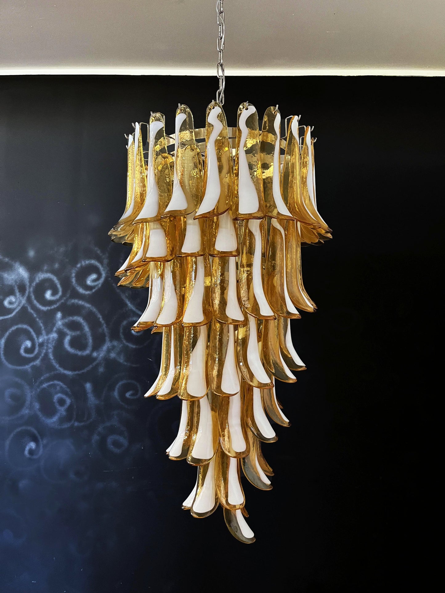 Murano Amber Petals Spiral Ceiling fixture Chandelier