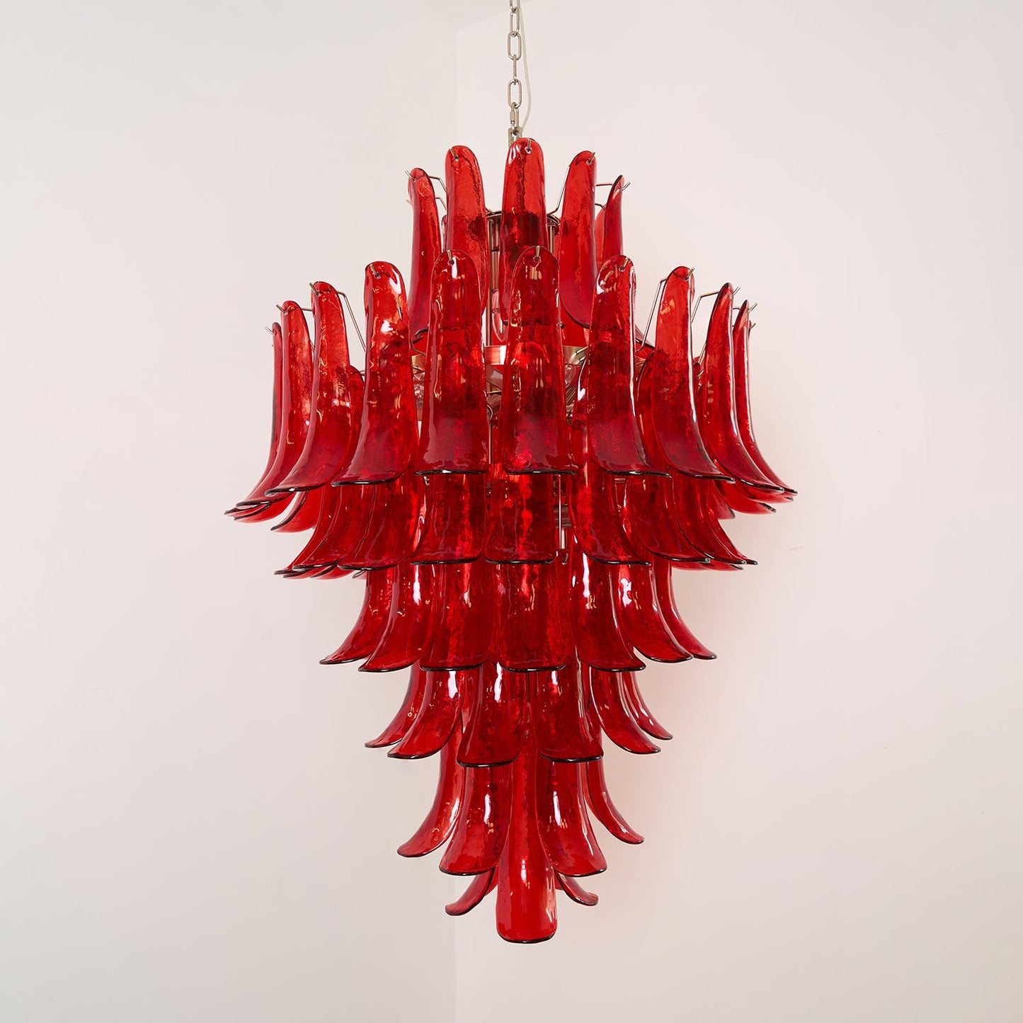 Murano Crimson Cascade Candelabrum Chandelier