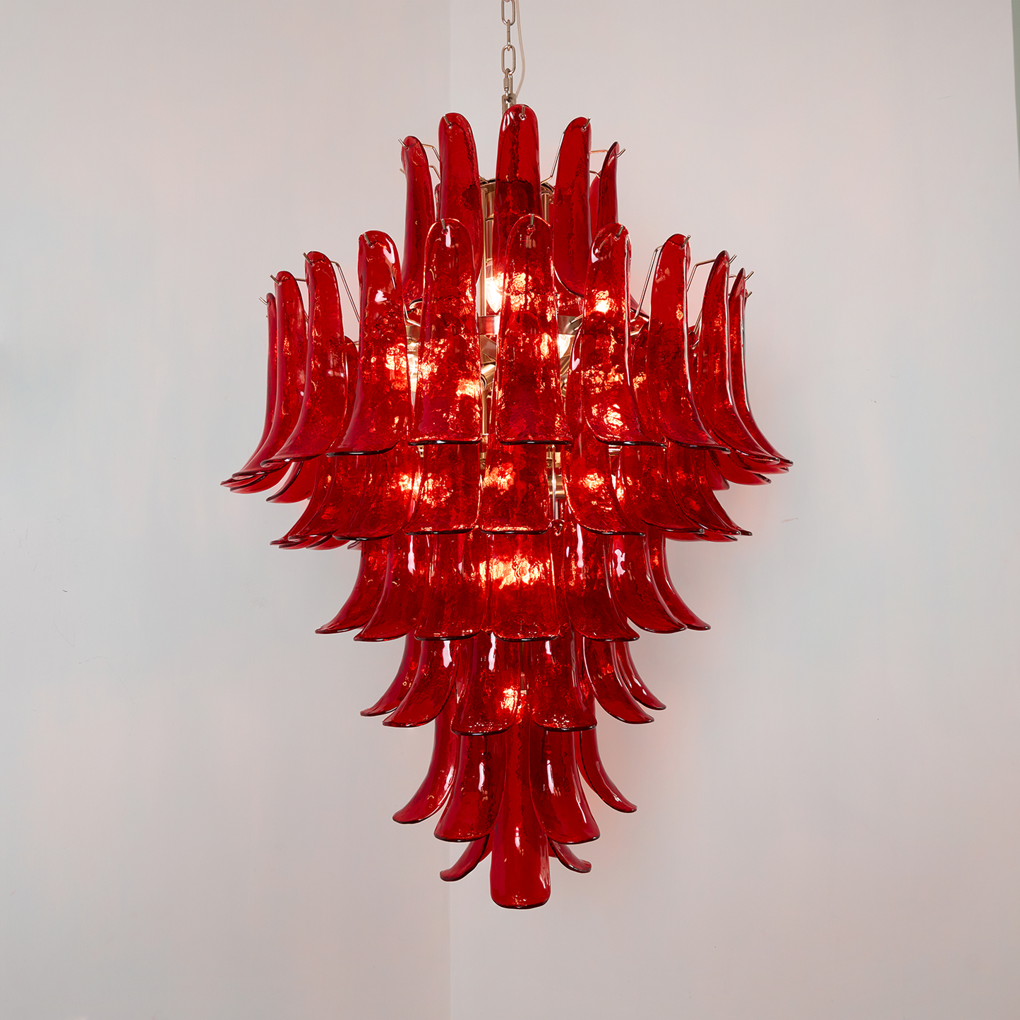 Murano Crimson Cascade Candelabrum Chandelier