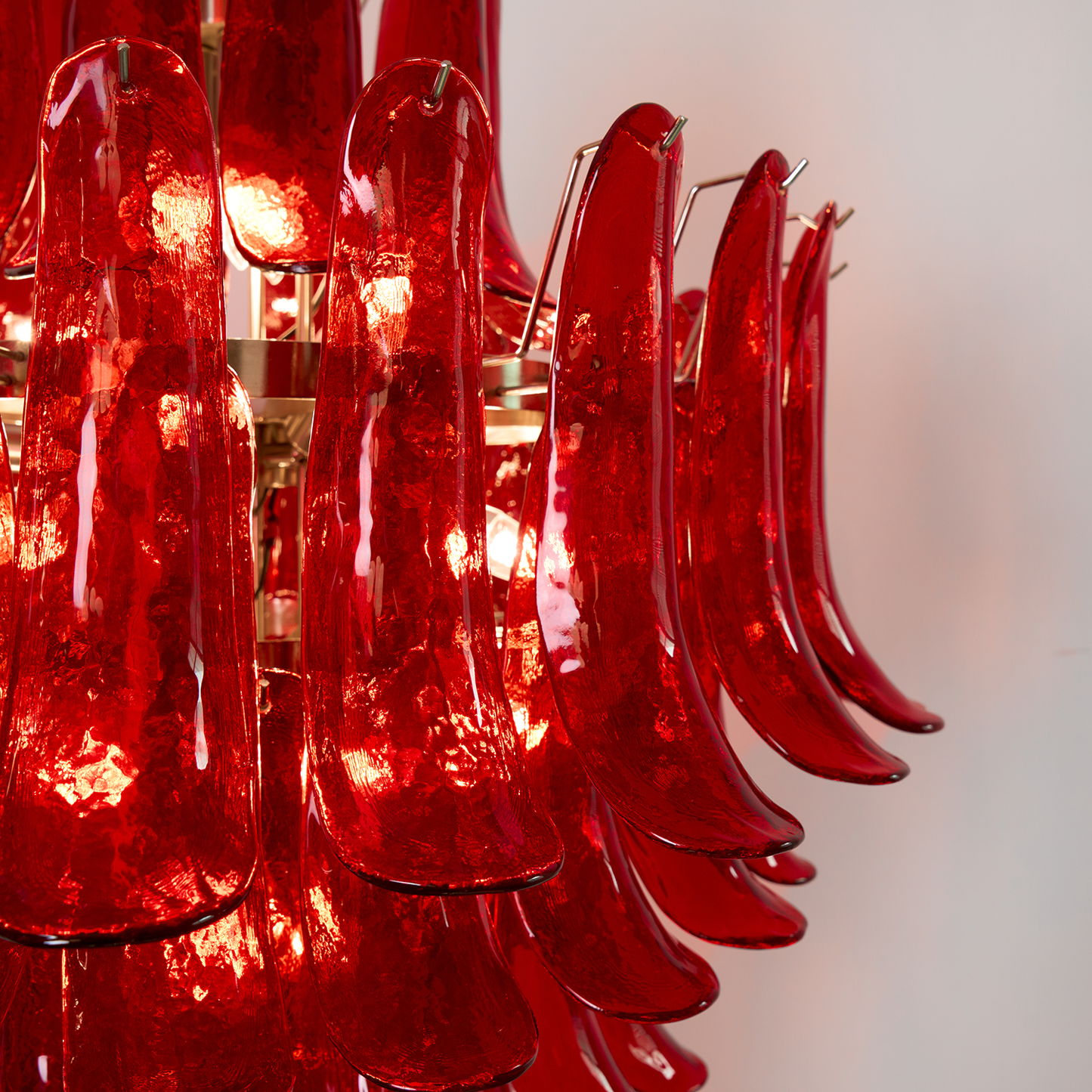 Murano Crimson Cascade Candelabrum Chandelier