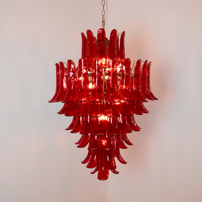 Murano Crimson Cascade Candelabrum Chandelier