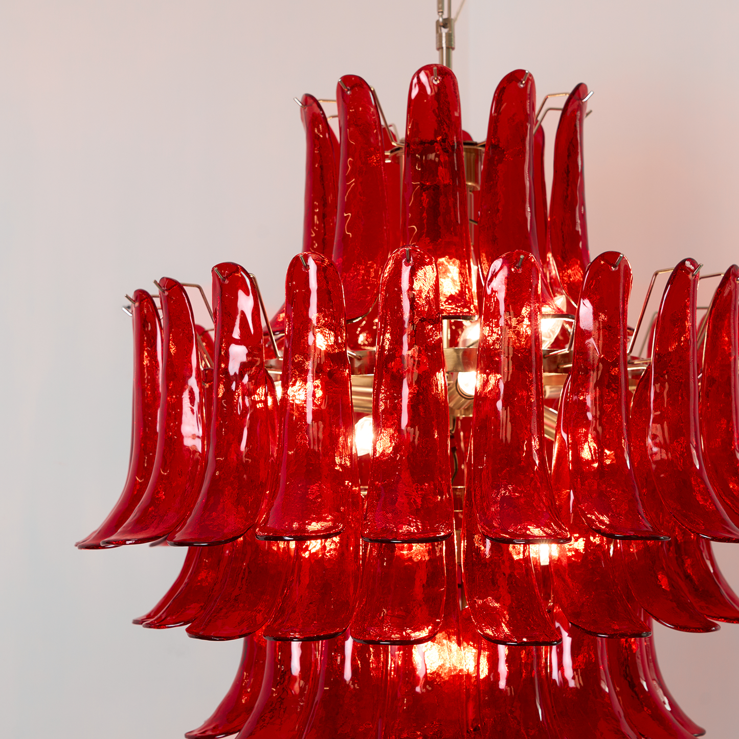 Murano Crimson Cascade Candelabrum Chandelier