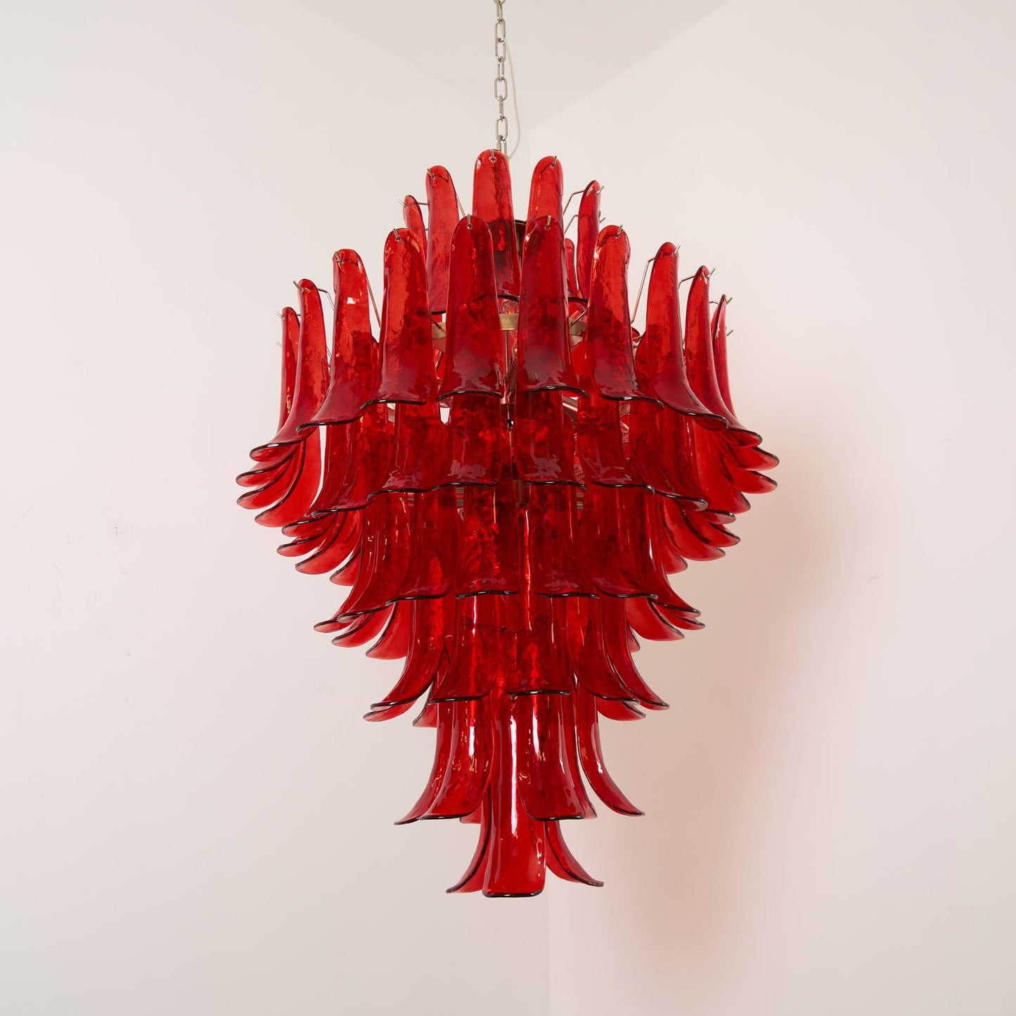 Murano Crimson Cascade Candelabrum Chandelier