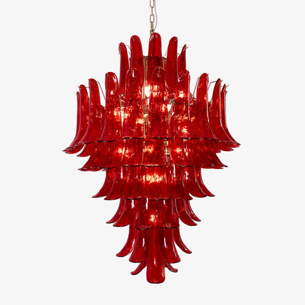 Murano Crimson Cascade Candelabrum Chandelier