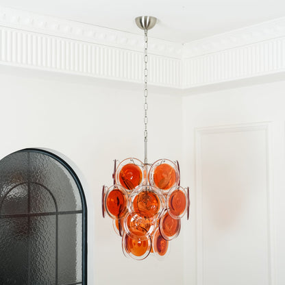 Murano Orange Disk Glass Pendant light Chandelier