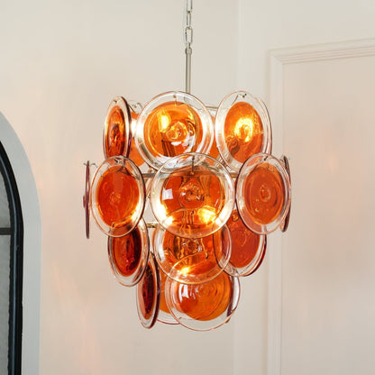 Murano Orange Disk Glass Pendant light Chandelier