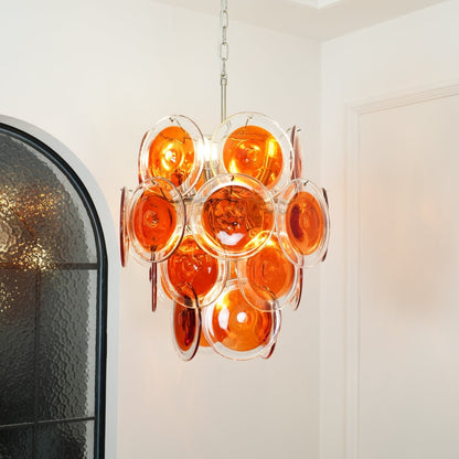 Murano Orange Disk Glass Pendant light Chandelier