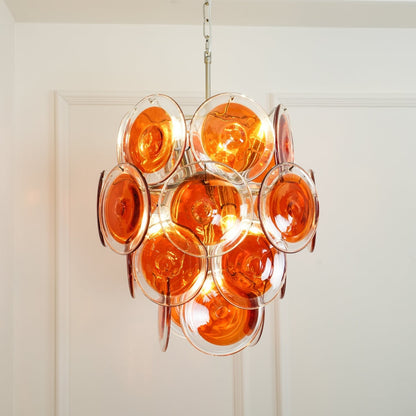 Murano Orange Disk Glass Pendant light Chandelier