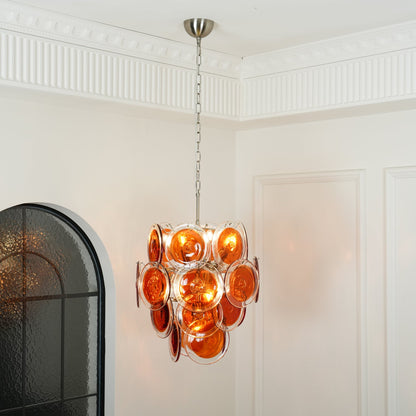 Murano Orange Disk Glass Pendant light Chandelier