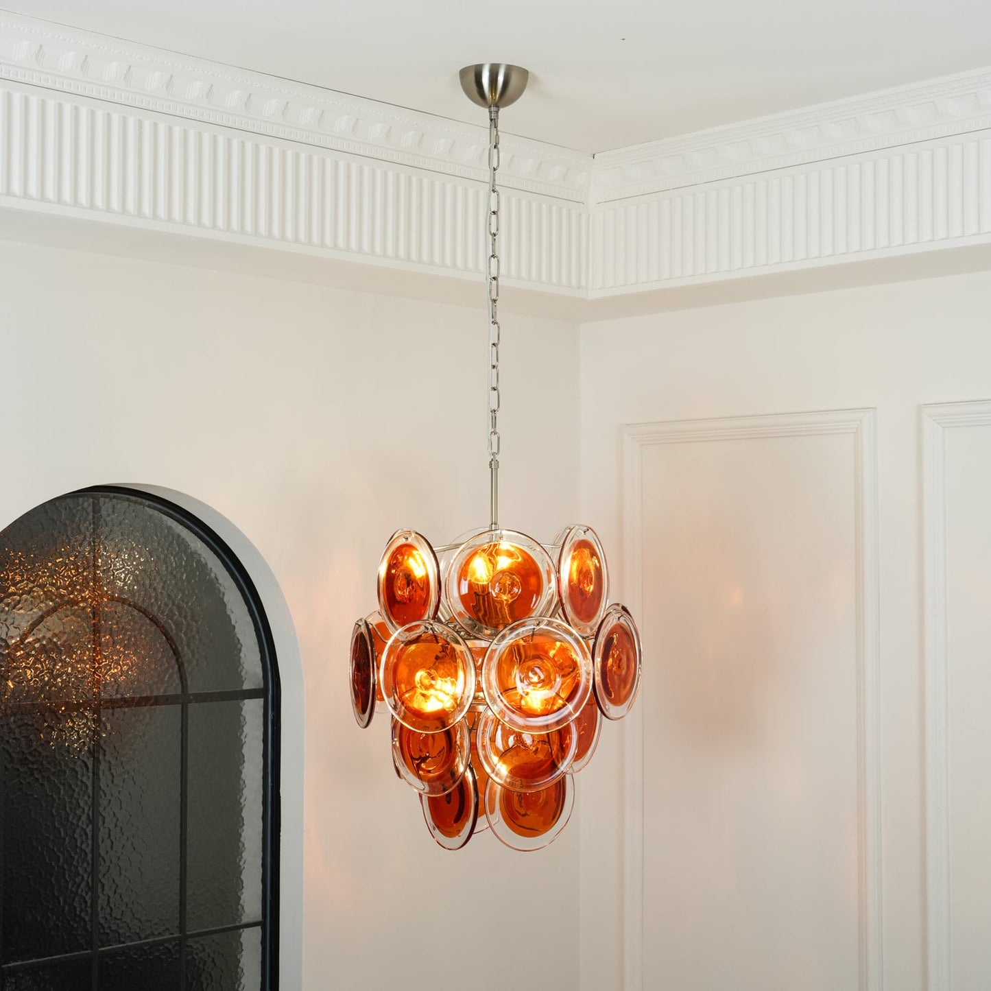 Murano Orange Disk Glass Pendant light Chandelier