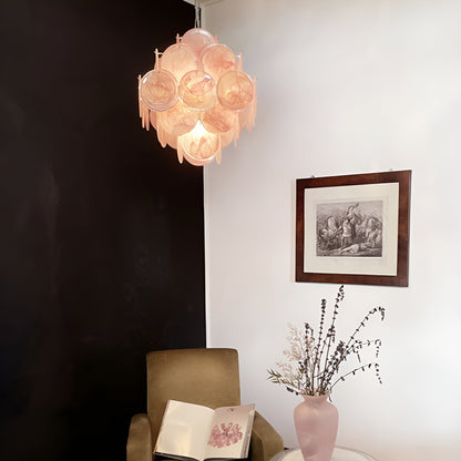 Murano Pink Disks Ceiling fixture Chandelier