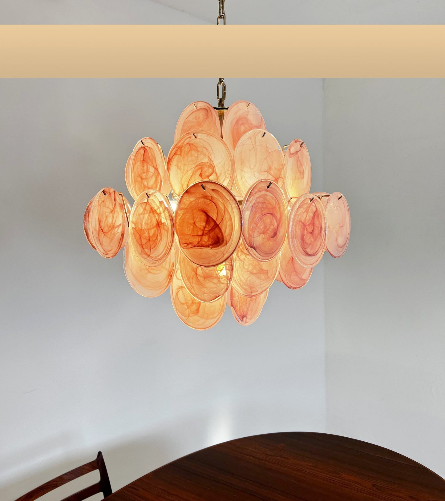 Murano Pink Disks Ceiling fixture Chandelier