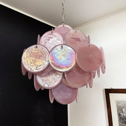 Murano Pink Disks Ceiling fixture Chandelier