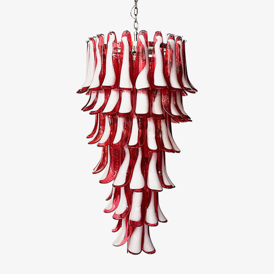 Murano Red Petals Spiral Gasolier Chandelier