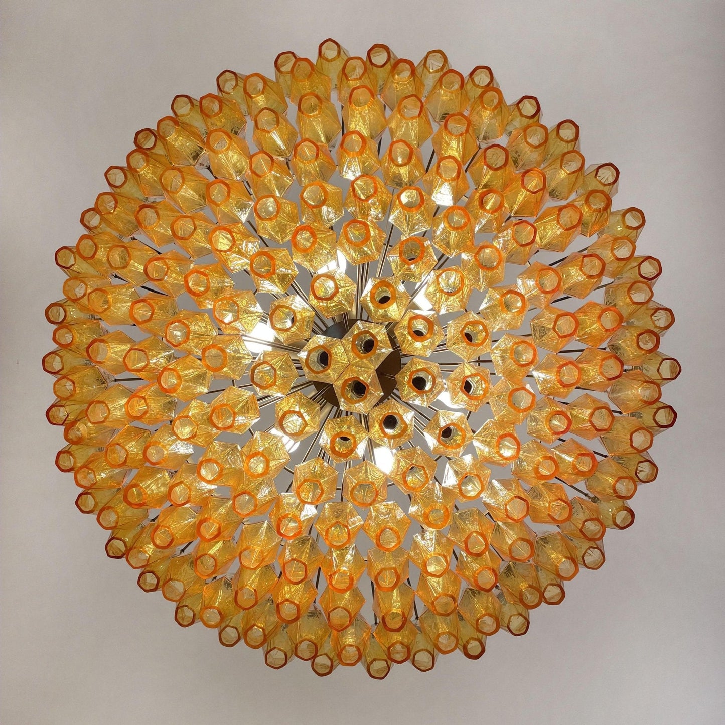 Murano Rhombus Amber Glass Gasolier Chandelier