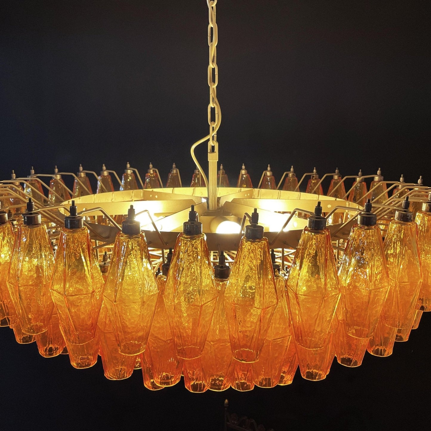 Murano Rhombus Amber Glass Gasolier Chandelier