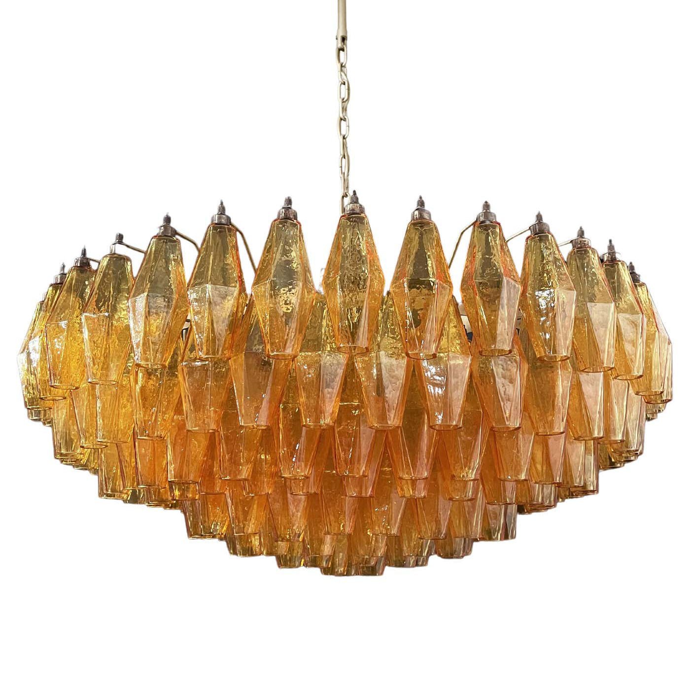 Murano Rhombus Amber Glass Gasolier Chandelier