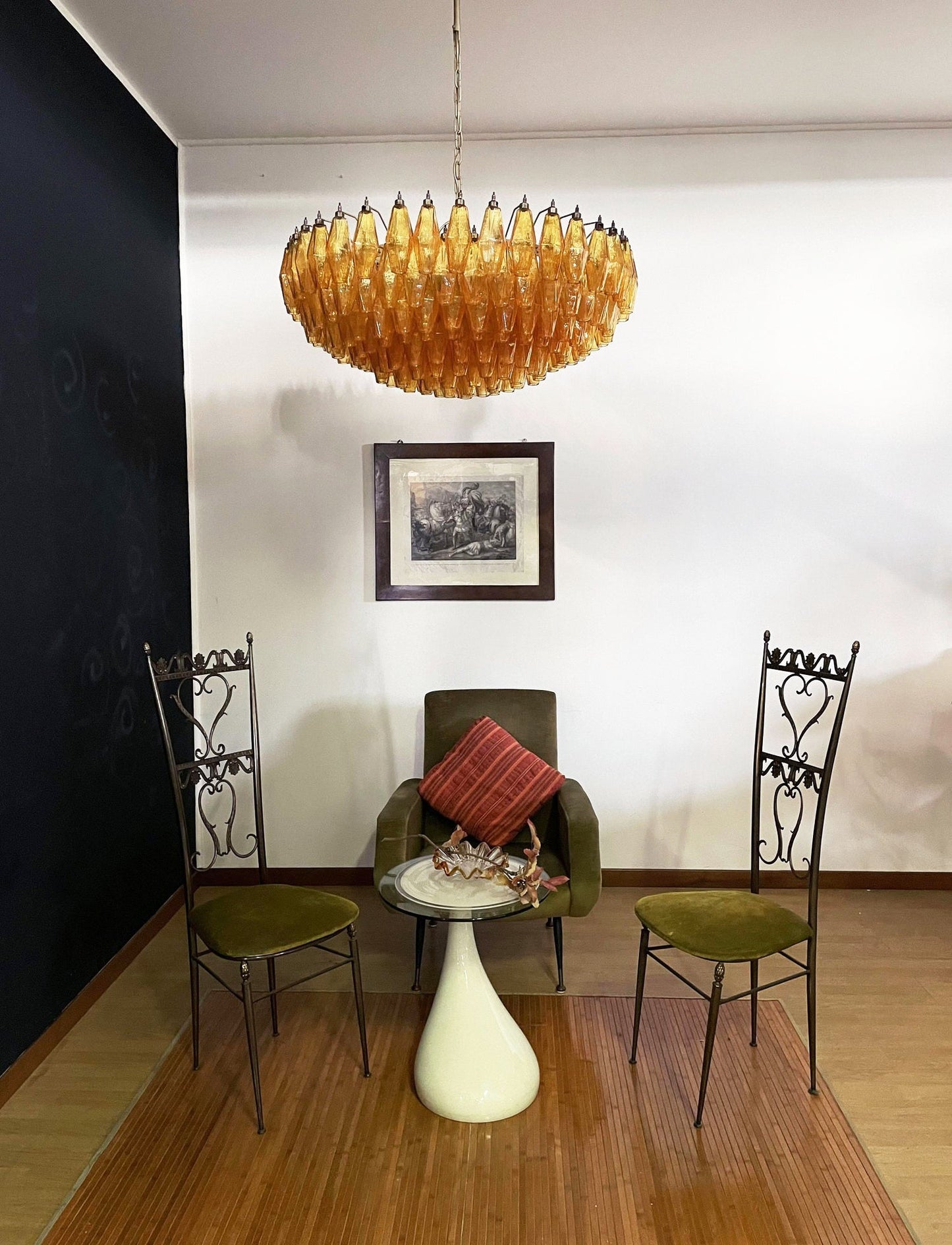 Murano Rhombus Amber Glass Gasolier Chandelier