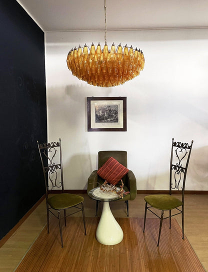 Murano Rhombus Amber Glass Gasolier Chandelier