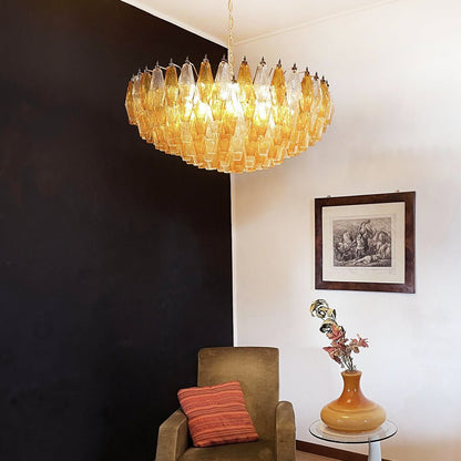 Murano Rhombus Amber Glass Gasolier Chandelier