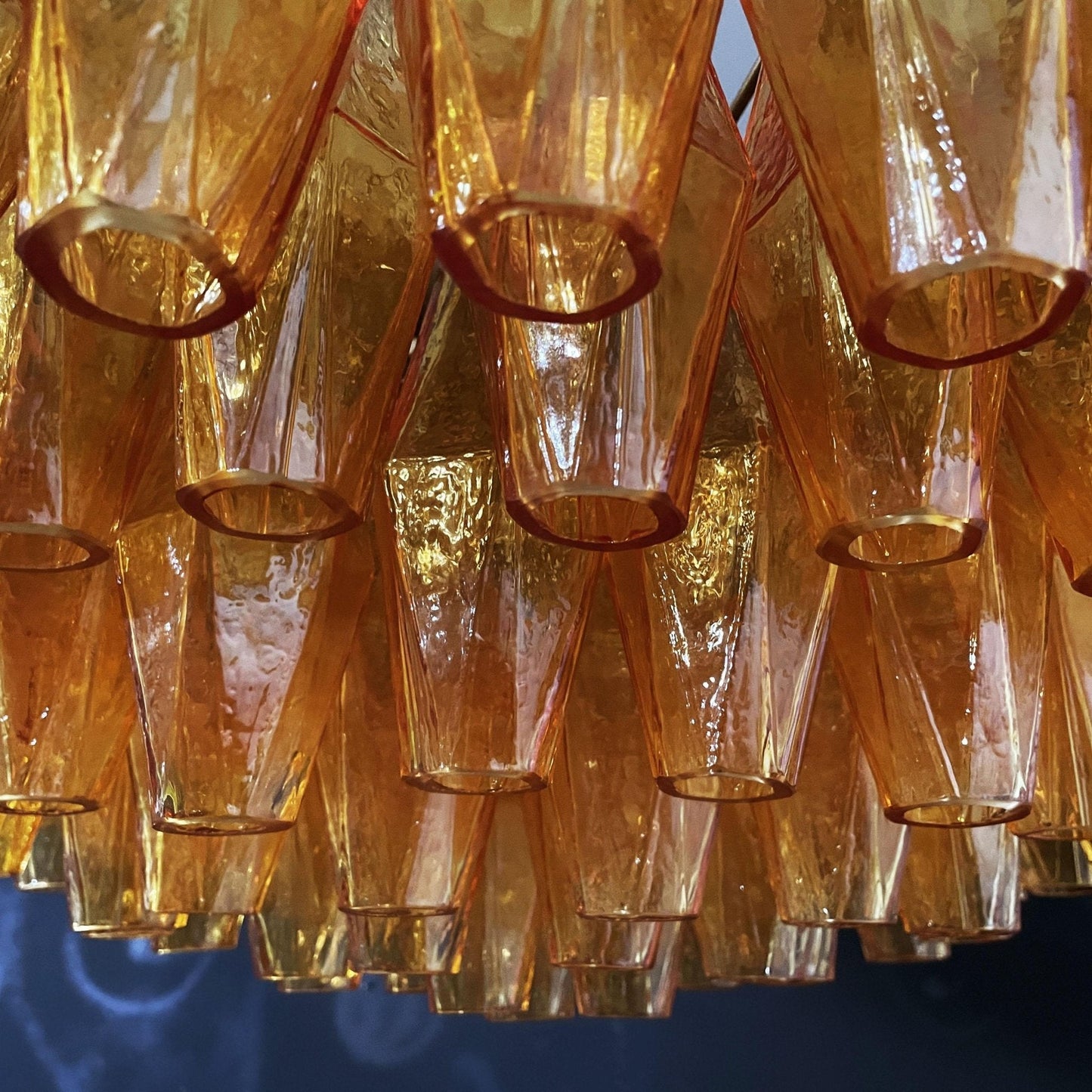 Murano Rhombus Amber Glass Gasolier Chandelier