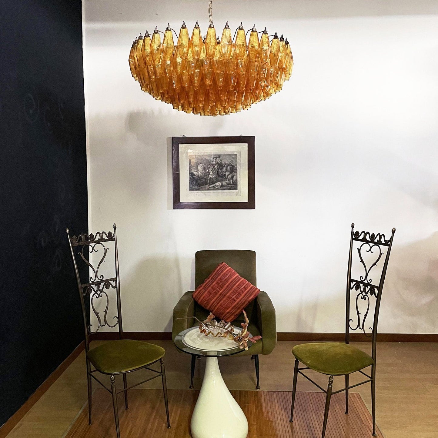 Murano Rhombus Amber Glass Gasolier Chandelier