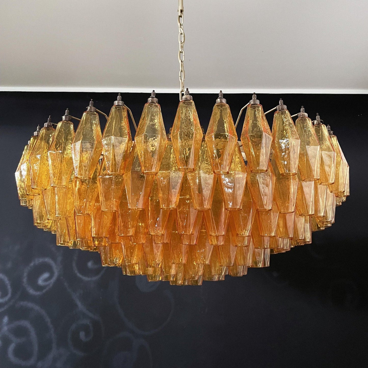 Murano Rhombus Amber Glass Gasolier Chandelier