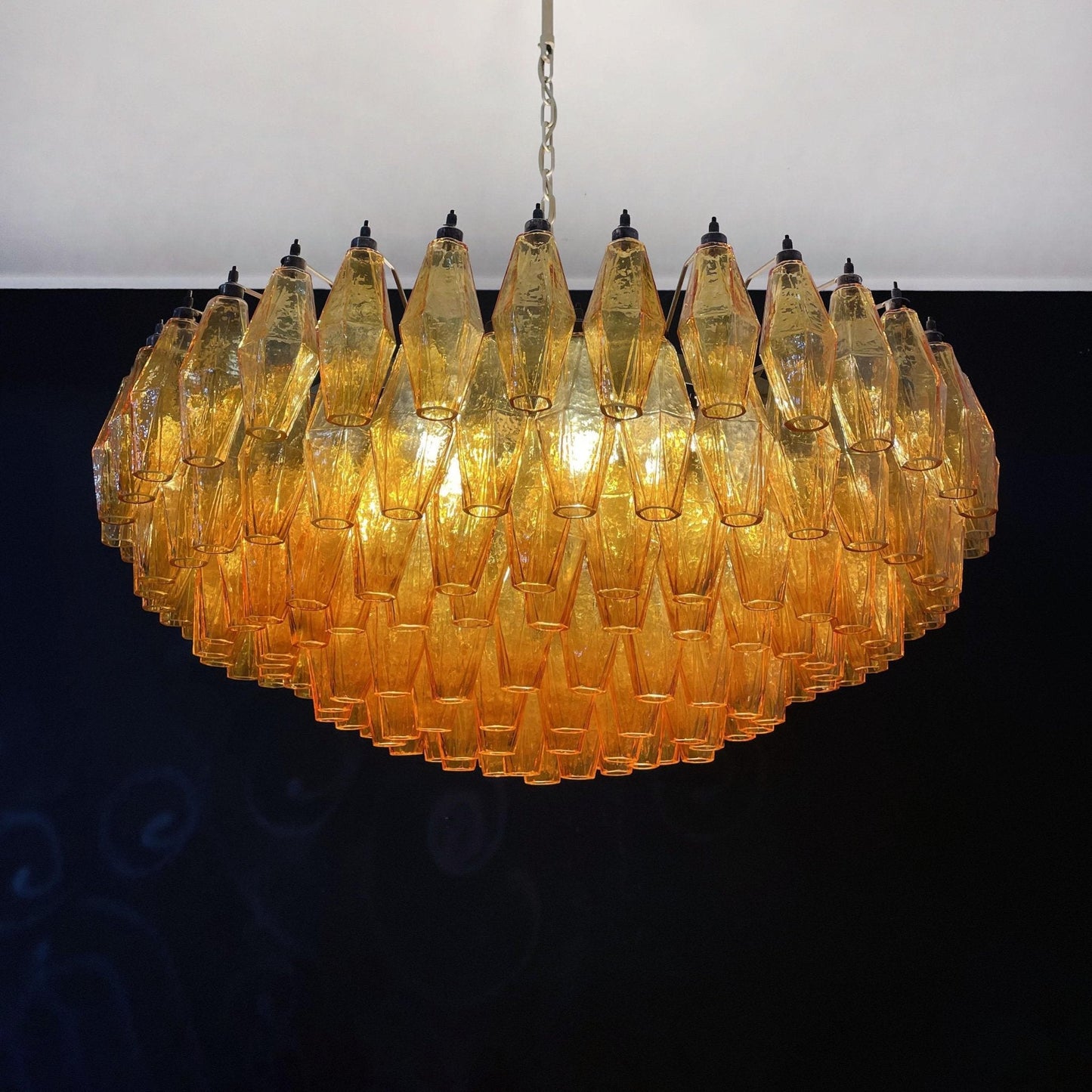 Murano Rhombus Amber Glass Gasolier Chandelier