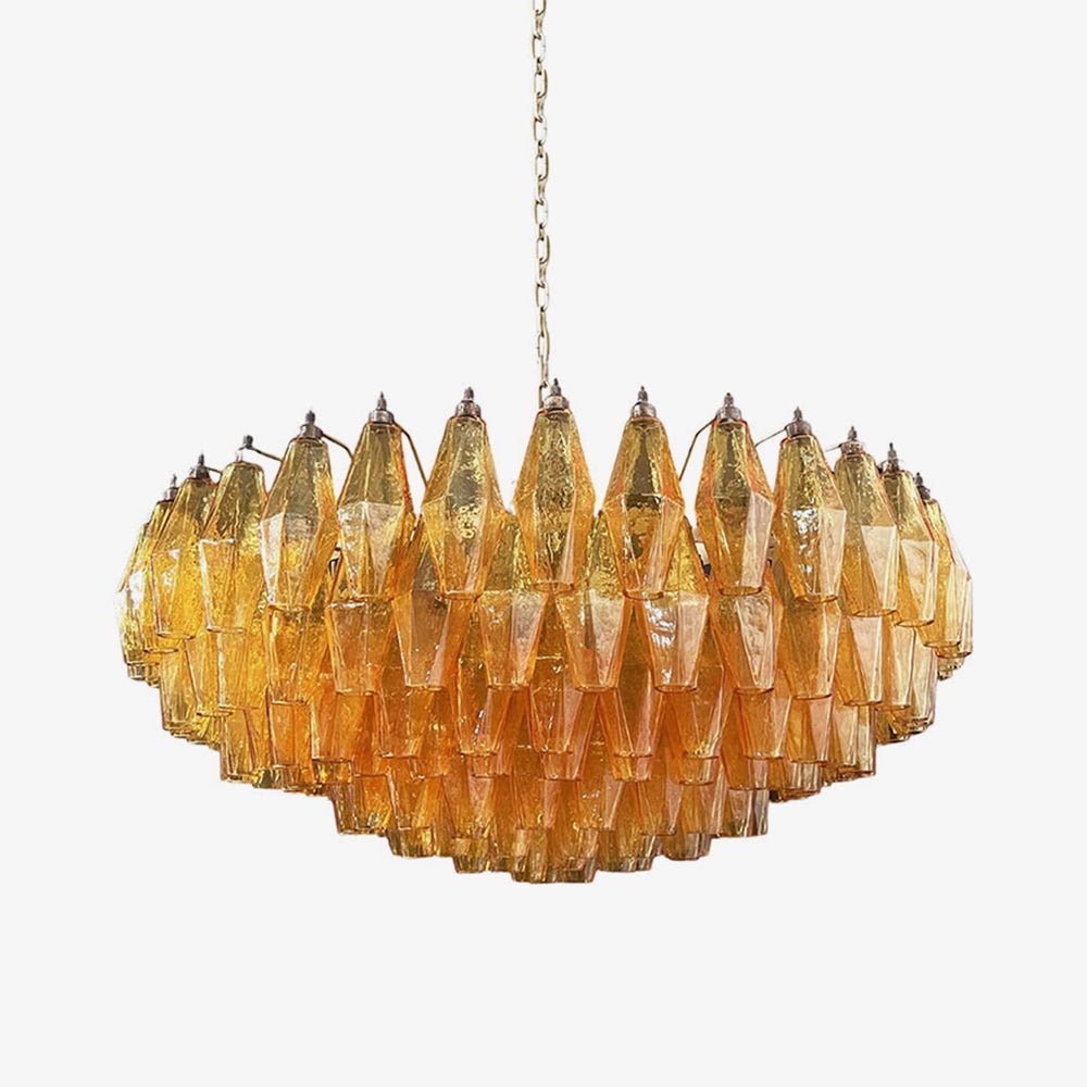 Murano Rhombus Amber Glass Gasolier Chandelier