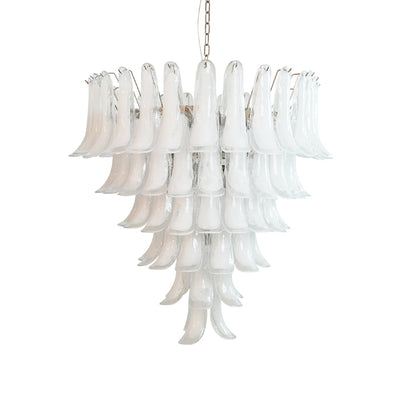 Murano White Glass Petals Crown Chandelier