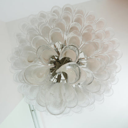 Murano White Glass Petals Crown Chandelier