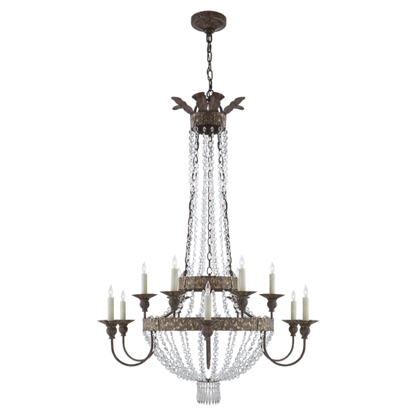 Chandelier, 12-Light, Antique Gild, Polychrome, 39.75"W (NW 5016AGP-CG 2R25F)